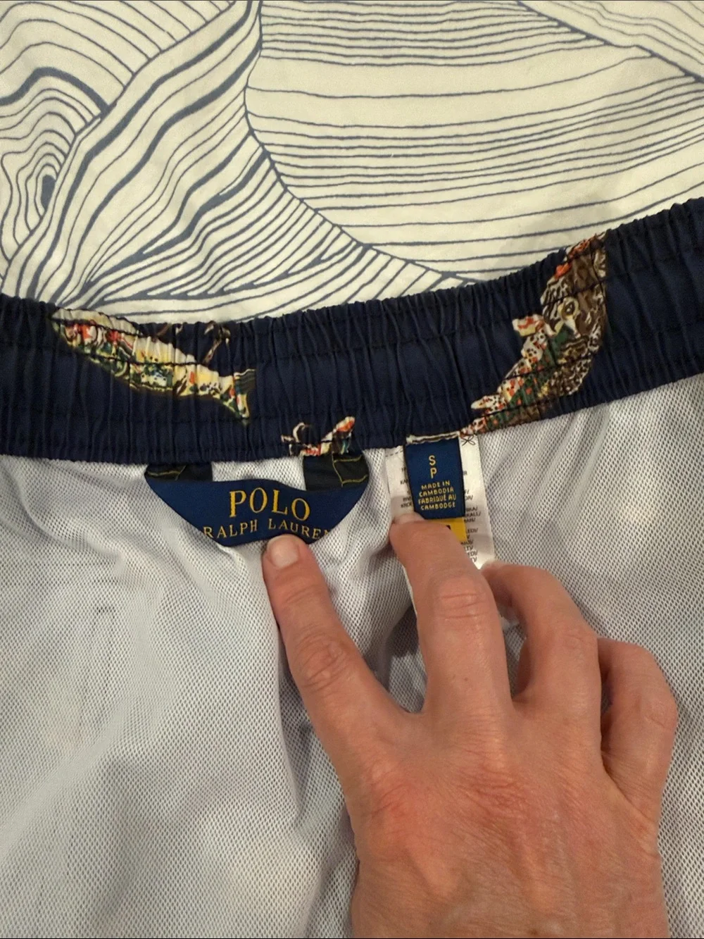 Polo by Ralph Lauren Navy Swim Shorts with Multicolor Fish Print